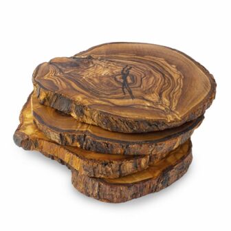 Olive Wood Coasters Set (Set of 4 – Round) - Forest Decor